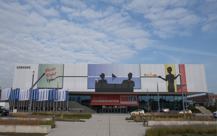 6~11일(현지시간) 독일 베를린 메세 베를린(Messe Berlin)에서 열리는 유럽 최대 가전전시회 IFA 2019에 앞서 삼성 단독 전시장이 마련된 시티큐브 베를린(City Cube Berlin) 건물 외관. 사진=삼성전자