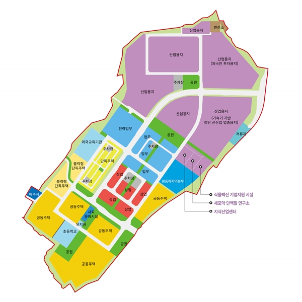 포항융합기술산업지구 ‘펜타시티’ 분양홍보관 토지이용계획도(사진제공=펜타시티)