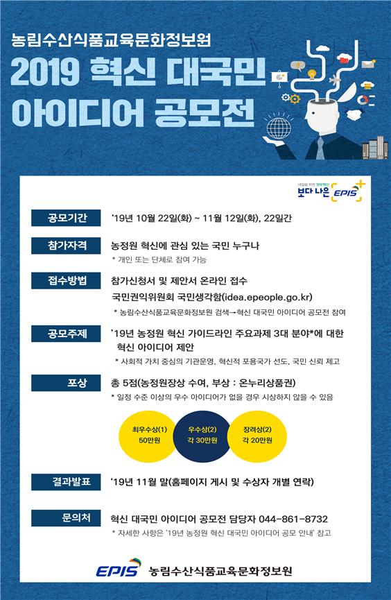 `2019년 농정원 혁신 대국민 아이디어 공모전` 개최