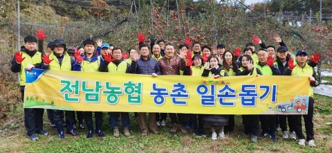 전남농협, 장성군 삼계면 사과농가에서 농촌일손돕기