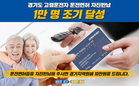 경기도, 고령운전자 운전면허 자진반납 1만 명 조기 달성