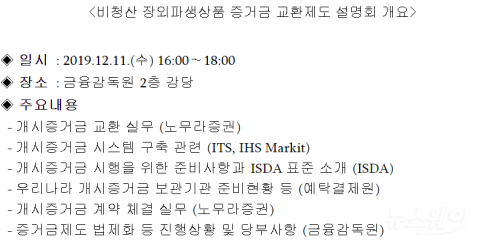 금감원, 비청산 장외파생상품거래 증거금 교환제도 설명회 개최