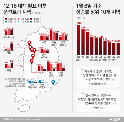  12·16대책 한 달···풍선효과 반사이익 지역 알아보니