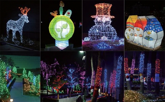 한국중부발전 본사 사옥 야외공간에 전시된 ‘빛의 정원’ 작품들
