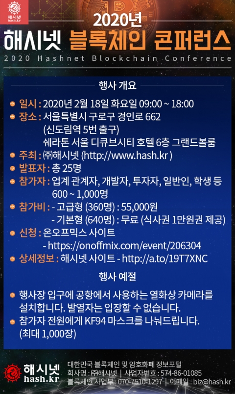 2020 해시넷 콘퍼런스, 루니버스 등 블록체인 업체 참여