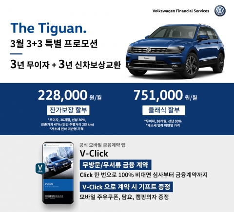 폭스바겐 티구안, 3月 구매 고객 ‘3+3’ 특별 프로모션