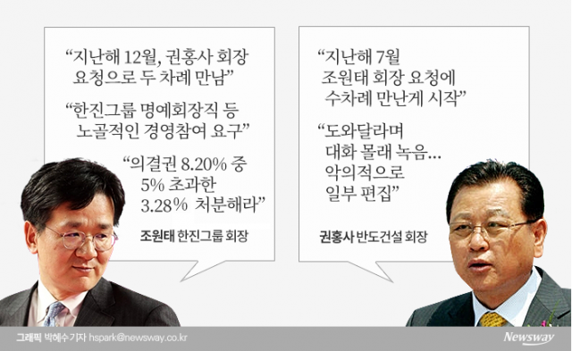 조원태 vs 권홍사, 명예회장 언급 쟁점···7월이냐 12월이냐