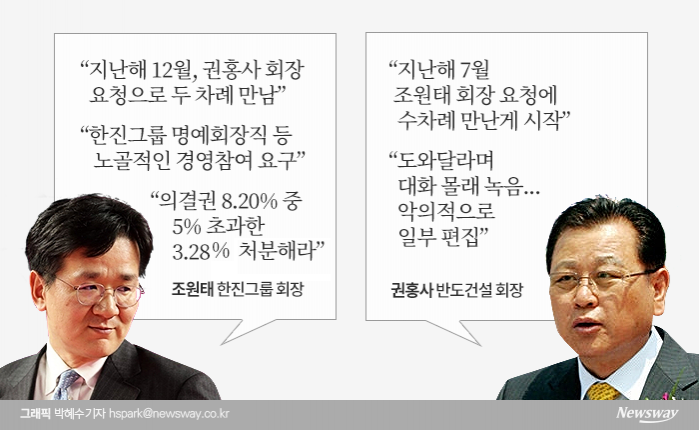 조원태 vs 권홍사, 명예회장 언급 쟁점···7월이냐 12월이냐 기사의 사진