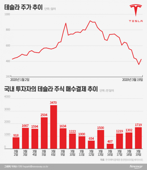 테슬라 직구족 ‘잠 못 이루는 밤’···고점 대비 1/3 토막