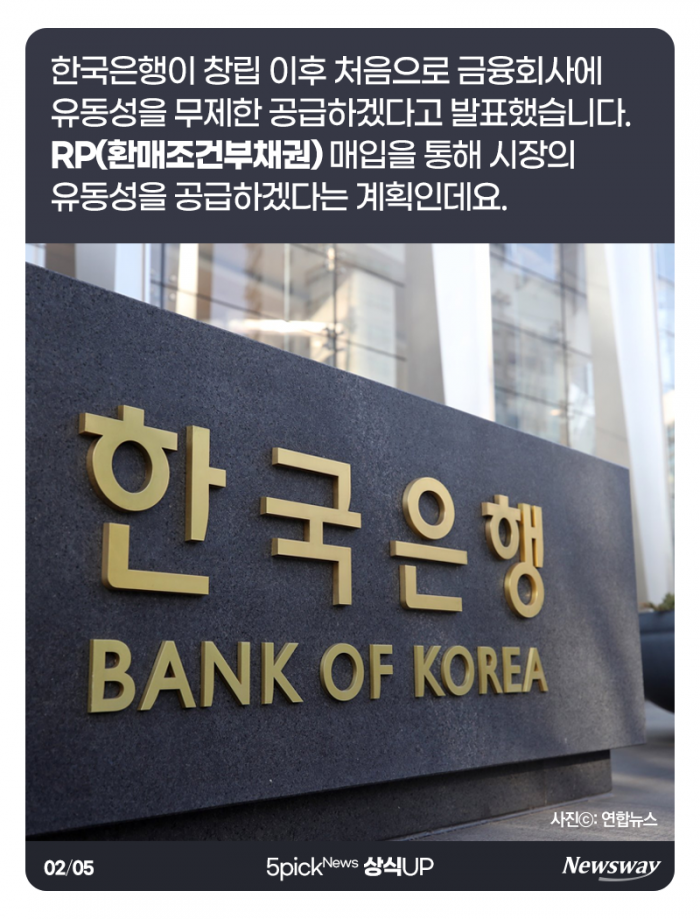 한국은행이 무제한 ‘RP’ 매입을 시행한다는데··· 기사의 사진