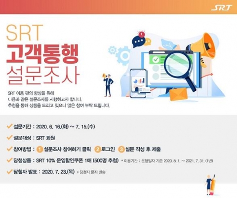 SR, ‘고객통행 설문조사’ 실시...SRT 이용 편의 향상