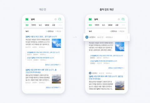 네이버 뉴스 검색 개편, 제목 보다 언론사명 상단 배치