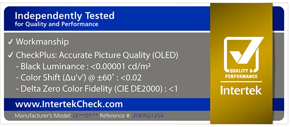 인터텍이 발급한 OLED TV 패널 화질정확도 인증 로고. 사진=LG디스플레이 제공