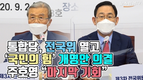 통합당, 전국위 열고 ‘국민의 힘’ 개명안 의결···주호영 “마지막 기회”