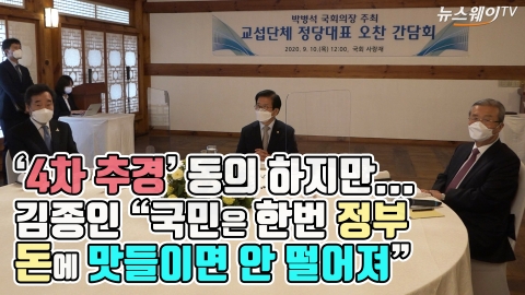 ‘4차 추경’ 동의하지만...김종인 “국민은 한번 정부 돈에 맛들이면 안 떨어져”