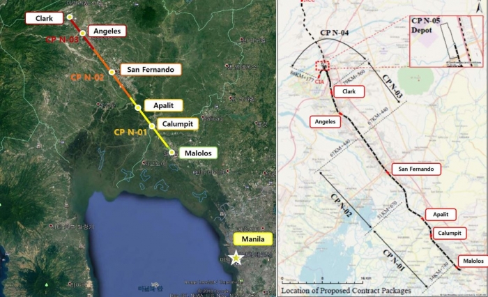 필리핀 남북철도 제1공구 위치 설명도. 사진=현대건설