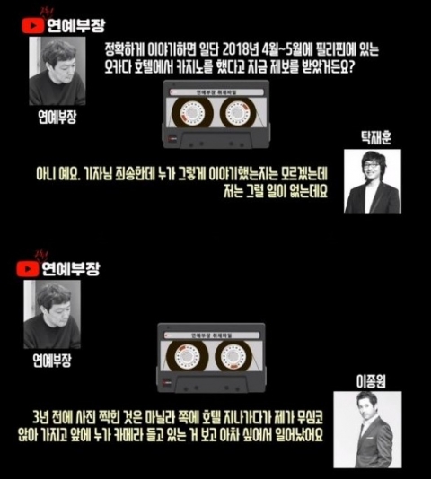 ‘연예부장 김용호’ 폭로···탁재훈·이종원, 불법 원정도박 전면 부인