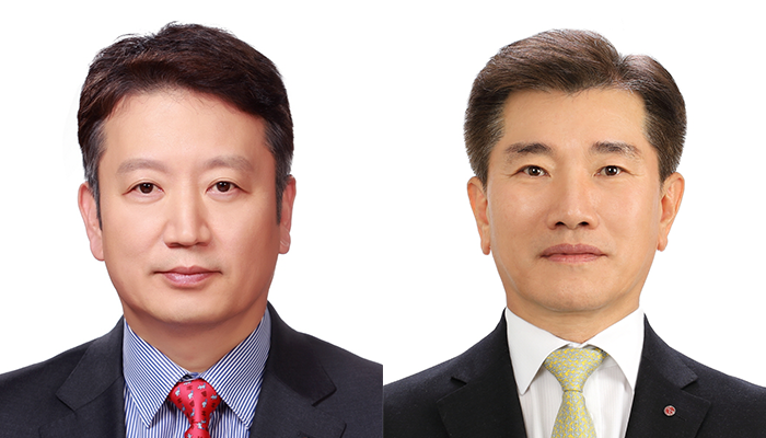 (왼쪽부터)손지웅 LG화학 사장, LG에너지솔루션 CEO 김종현 사장. 사진=LG화학 제공
