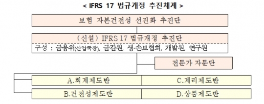 보험 국제회계기준(IFRS17) 법규 개정 추진 체계. 자료=금융위원회