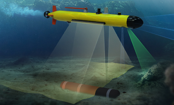 수중자율기뢰탐색체(AUV, Autonomous Underwater Vehicle) 개념도. 사진=LIG넥스원 제공