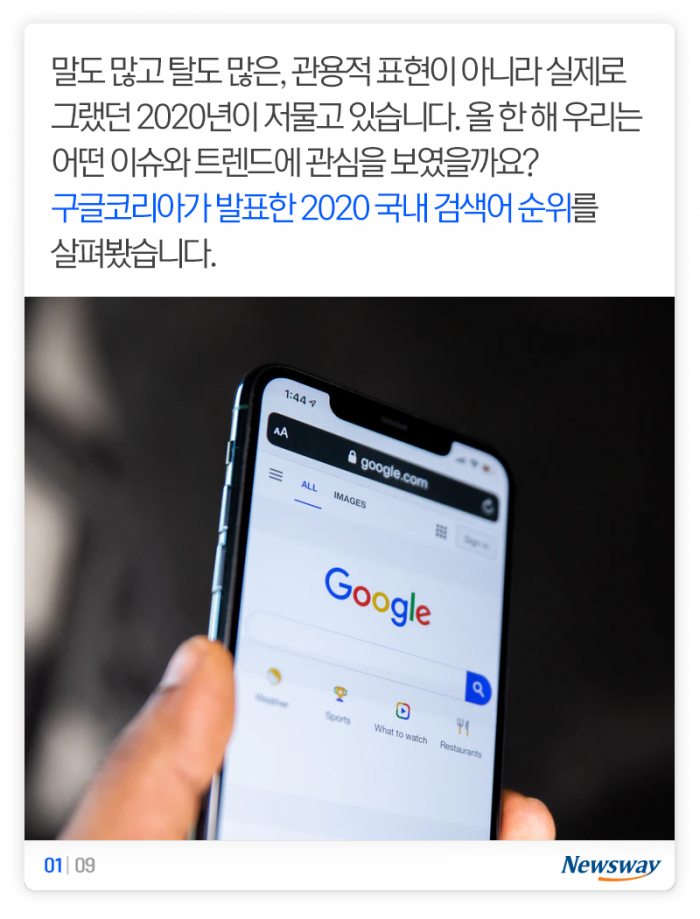한국인이 가장 많이 검색한 것 1위는 코로나···2위는 기사의 사진