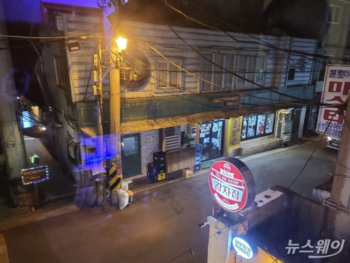 15일 저녁 서울 용산구 일대 음식점들이 모인 골목이 한산하다. 사진=김민지 기자