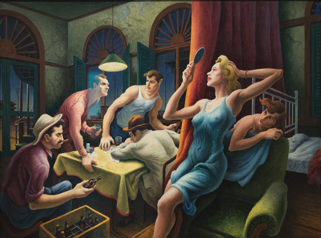 포커 카드 놀이하는 밤, (연극 ‘욕망이라는 전차’의 한 장면) 미국 화가 토마스 하트 벤튼 (1888-1975) 1946, 뉴욕 휘트니 미술관