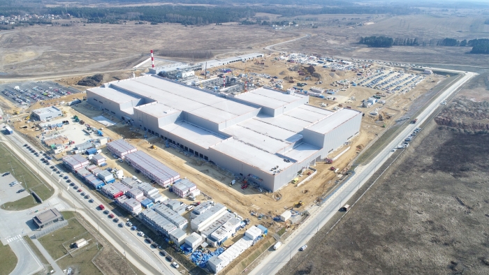 SK아이이테크놀로지가 폴란드에서 건설중인 리튬이온 배터리 분리막 공장. 사진=SKIET 제공