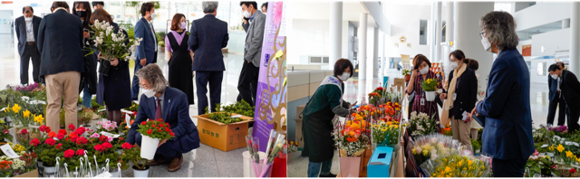광주문화재단 직원들 ‘화훼 소비촉진 운동'에 동참