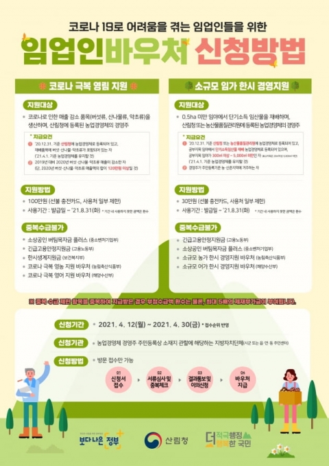 산림청, 12일부터 ‘임업인 바우처’ 신청 접수