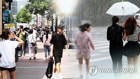 전국 대체로 흐리다 맑음, 중남부 불볕더위