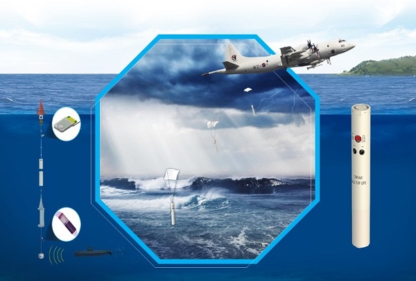 고감도 음향탐지시스템을 탑재한 ‘수동 음파탐지부표’는 항공기에서 투하되어 잠수함의 탐지 및 추적임무 등을 수행하는 대잠작전의 핵심장비로 2024년까지 국산화를 위한 개발이 진행된다. 사진=LIG넥스원 제공