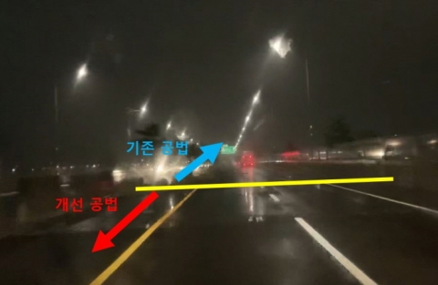 인천시설공단, ‘상온경화형 돌출형 노면표시 공법’ 市 최초 도입···“비오는 밤에도 안전”