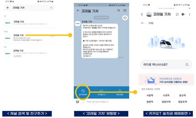 한국철도 “열차 승차권, 이제 카톡으로 예매하세요”