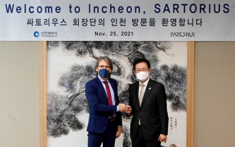 인천경제청 “박남춘 인천시장, 독일 싸토리우스 회장과 송도 시설투자 협의”