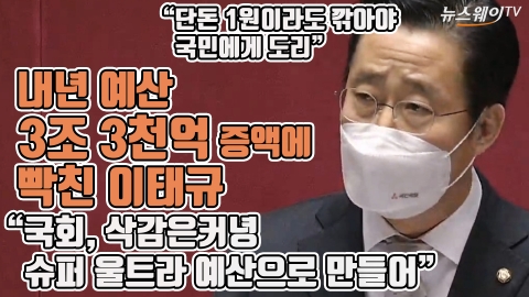 내년 예산 3조 3천억 증액에 빡친 이태규 “국회, 삭감은커녕 슈퍼 울트라 예산으로 만들어”