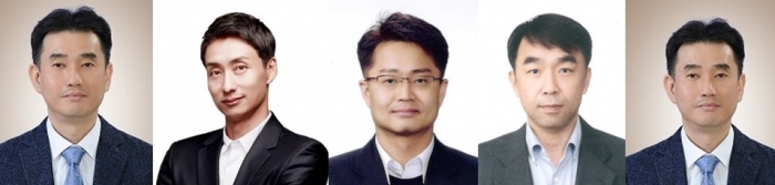 삼성전기 2022년 임원인사에서 부사장으로 승진한 (사진 왼쪽부터)김종한 박봉수 배광욱 유호선 조정균