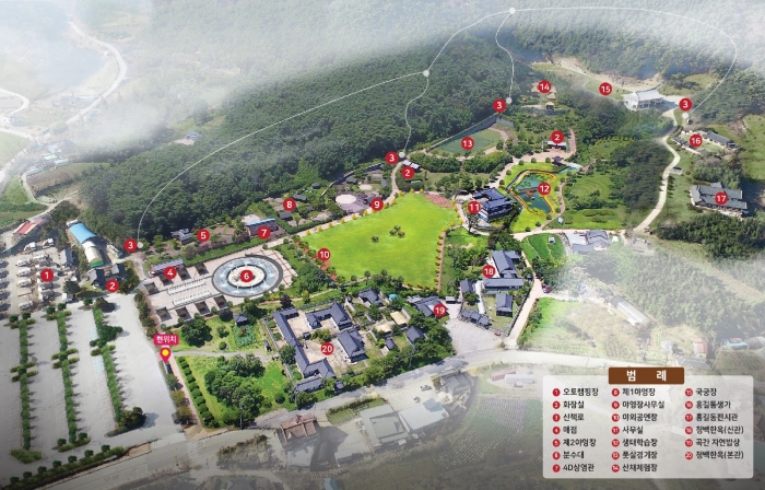 장성군이 문화체육관광부 주관 ‘2022년 생태녹색관광 공모사업’에 선정됐다. 홍길동테마파크 안내도