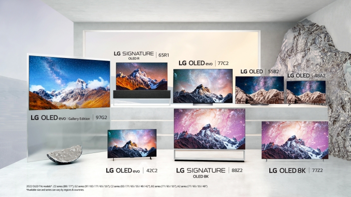 2022년형 LG전자 ‘LG 올레드 TV’ 라인업. 사진=LG전자 제공