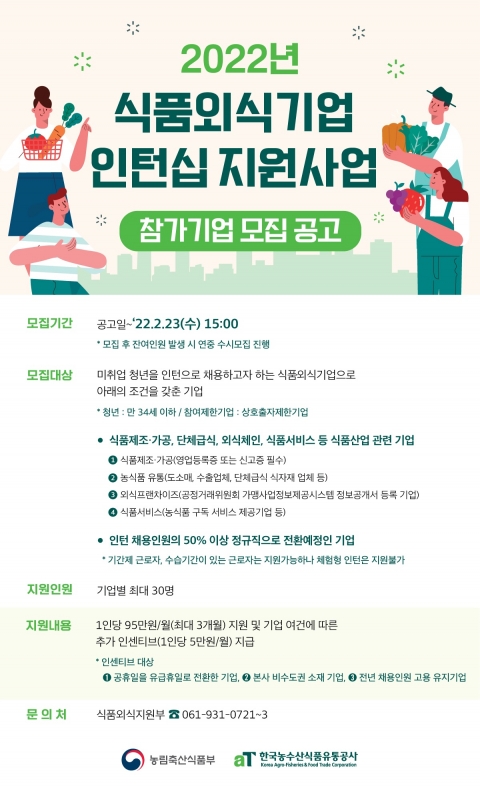 aT, 식품·외식기업과 청년 일자리 창출 나선다