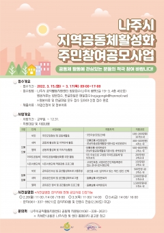 나주시, 2022 지역공동체활성화 주민참여 공모 실시 기사의 사진