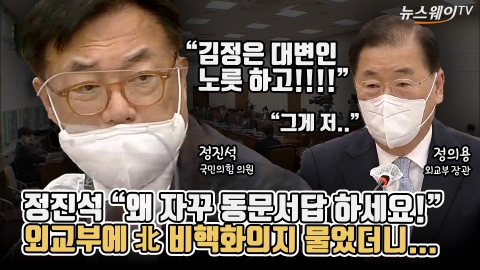 정진석 &quot;왜 자꾸 동문서답 하세요!&quot;···외교부에 北 비핵화 의지 물었더니