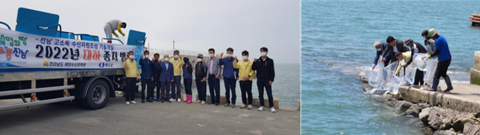 완도군, 어린 대하 종자 250만 마리 바다에 방류