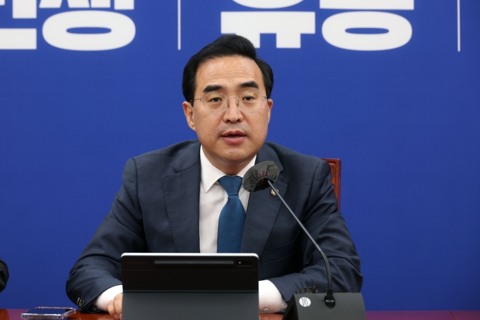 더불어민주당 박홍근 원내대표가 28일 오전 국회에서 열린 원내대책회의에서 발언하고 있다. 사진=국회사진취재단