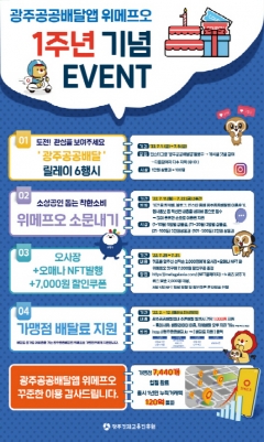 광주공공배달앱 위메프오 출시 1주년 이벤트 기사의 사진