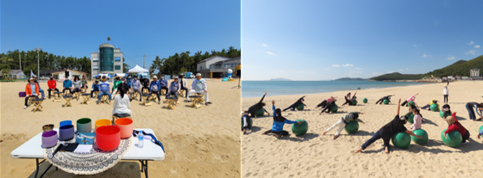 완도군은 7월 22일부터 8월 15일까지 신지 명사십리 해수욕장에서 주민과 피서객들을 대상으로 '여름, 모래와 휴식'이라는 테마의 해양치유 체험존을 운영한다.