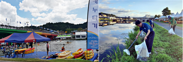 정남진장흥물축제 자원봉사자 활동 모습