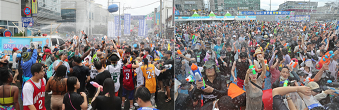 장흥 물축제, '살수대첩 거리 퍼레이드' 모습