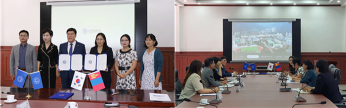 순천대 고영진 총장이 몽골 국립교육대학교와 업무협약을 체결하고 있다.
