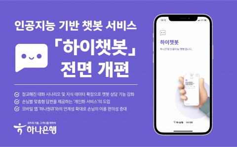 하나은행, 인공지능 기반 챗봇 서비스 '하이챗봇' 전면 개편